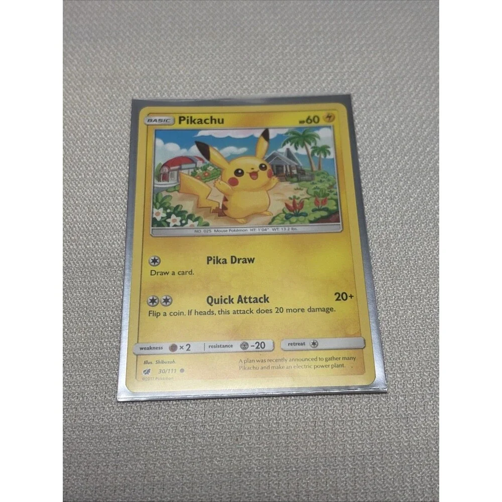 Pokemon Pikachu 30/111 - Non Holo - Sun & Moon Crimson Invasion Card TCG NM